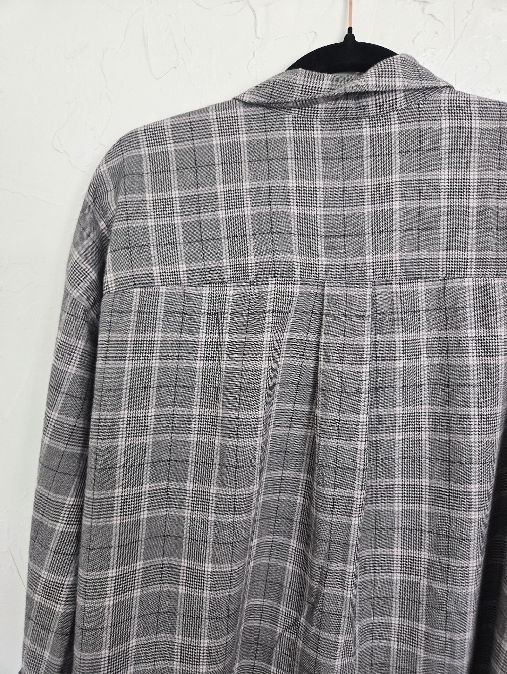 Madewell Plaid Gray Black Loose Button Up Top, XL - Picture 9 of 12